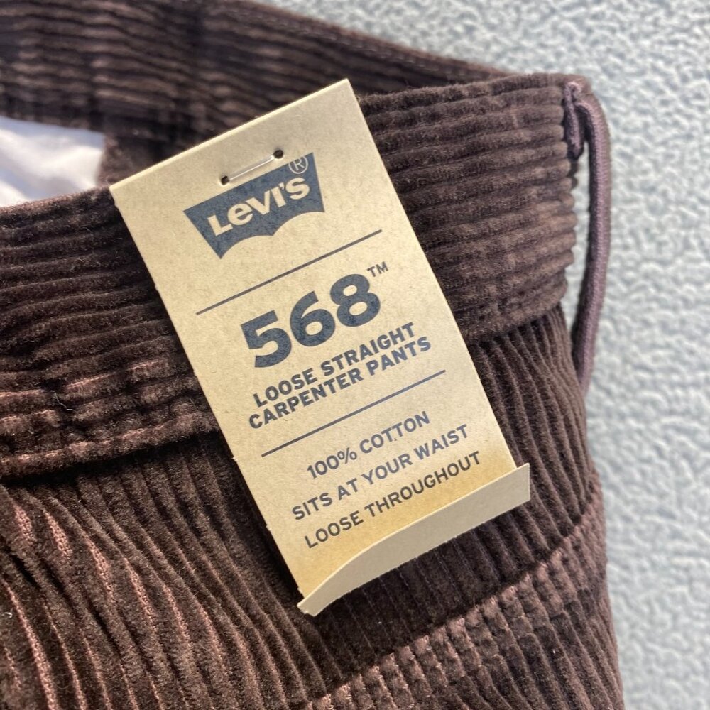 Levis 568 Loose Straight Carpenter Pants Brown Corduroy Workwear Size 38x34 - Picture 10 of 16